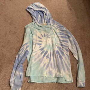 C&C California blue turquoise tie dye long sleeve hoodie sweatshirt size small w